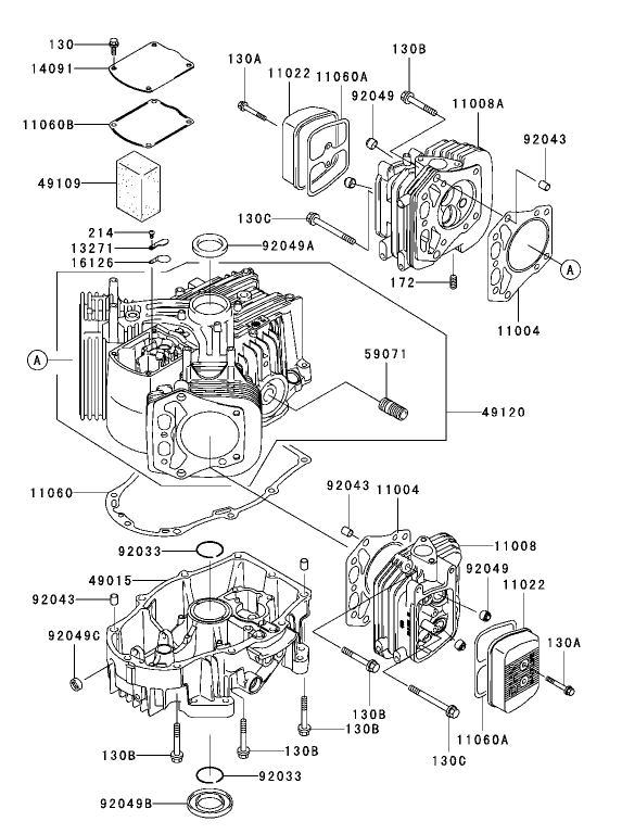 Cylinder/Crankcase Assembly Kawasaki FH680V-AS21