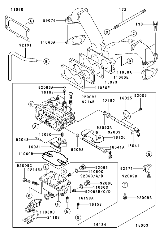 Carburetor Assembly Kawasaki FH680V-AS21
