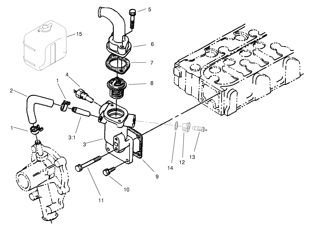 Water Flange and Thermostat Assembly