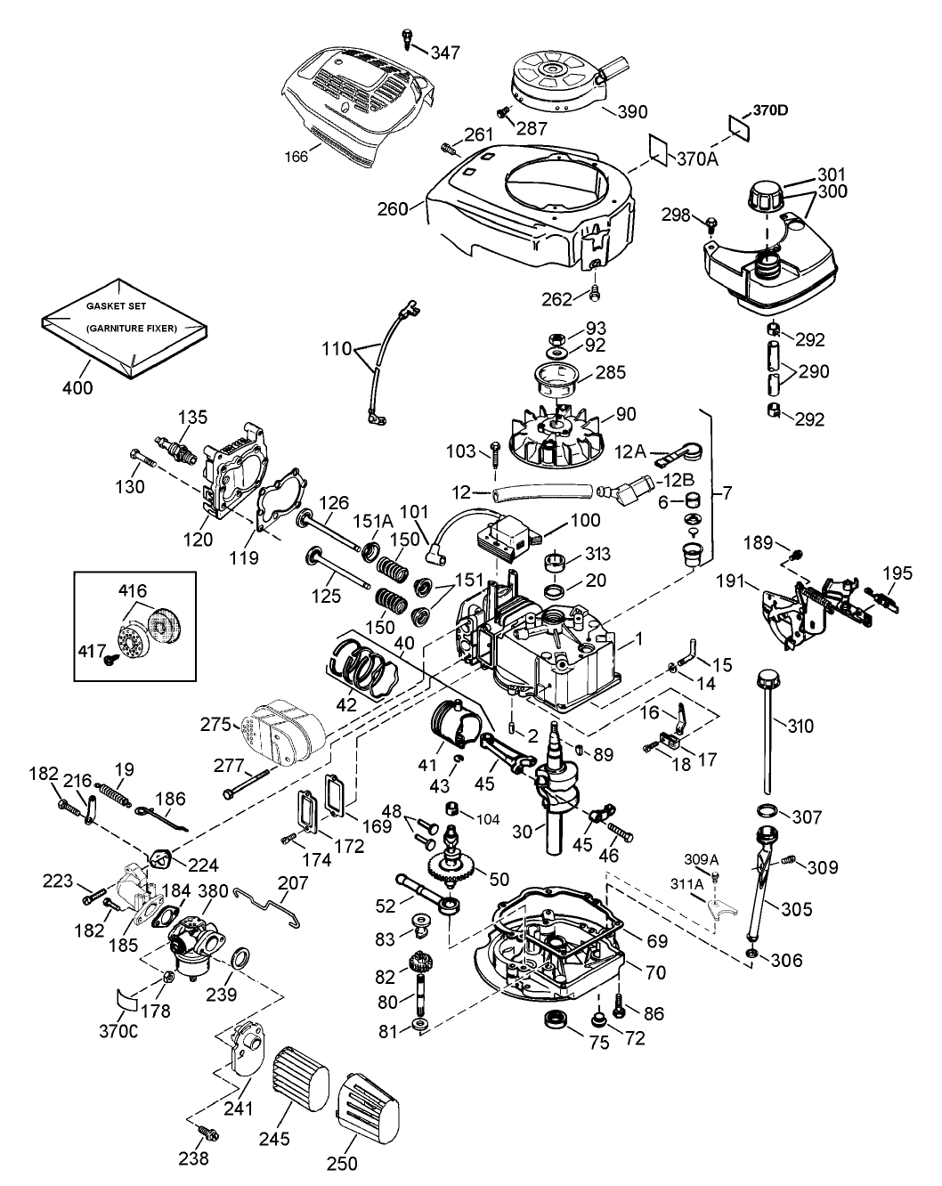 Engine Assembly Tecumseh Model No. LEV120-362005A