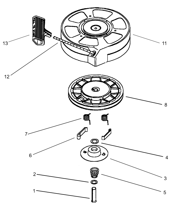 Recoil Starter Assembly No. 590702 (Optional) Tecumseh Model No. LEV120-362005A