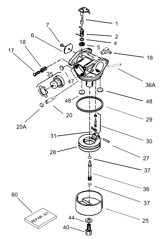 Carburetor Assembly No. 640303  Tecumseh LV195EA-362003B