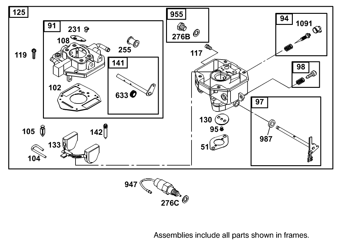 Carburetor Assembly Briggs and Stratton Model 350447-1331-E1