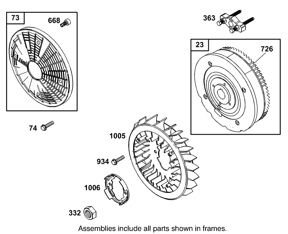 Flywheel Assembly Briggs and Stratton Model 350447-1331-E1