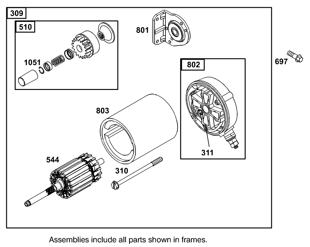 Starter Assembly Briggs and Stratton Model 350447-1331-E1