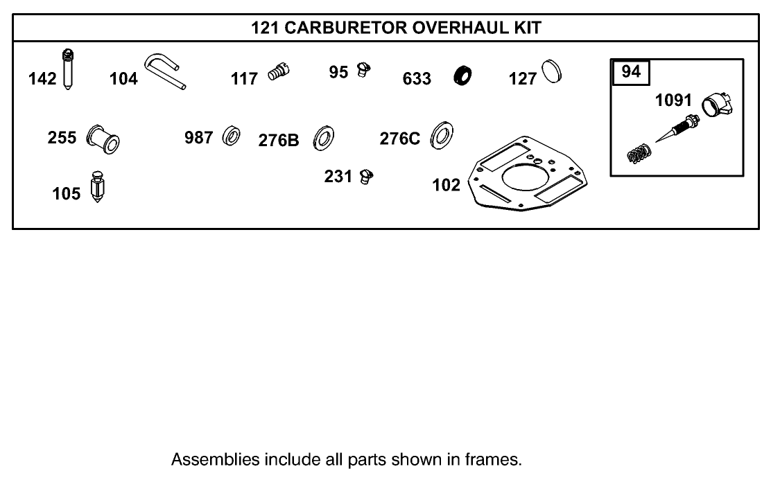 Carburetor Overhaul Kit Assembly Briggs and Stratton Model 350447-1331-E1