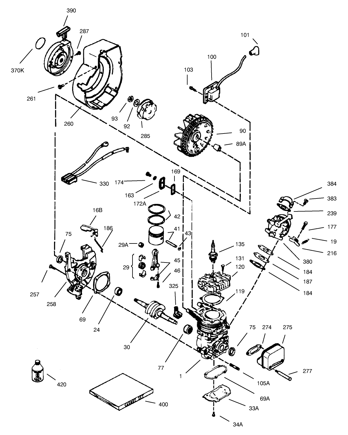Engine Assembly Tecumseh Model No. HSK635-1723A