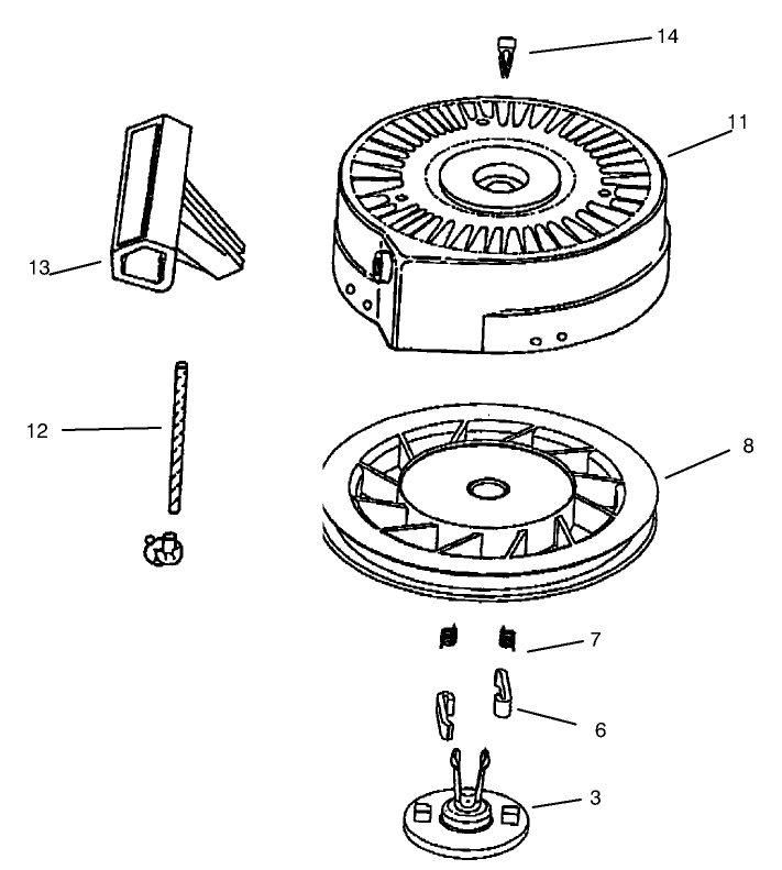 Recoil Starter Assembly No. 590743 Tecumseh Model No. HSK635 Type 1723A