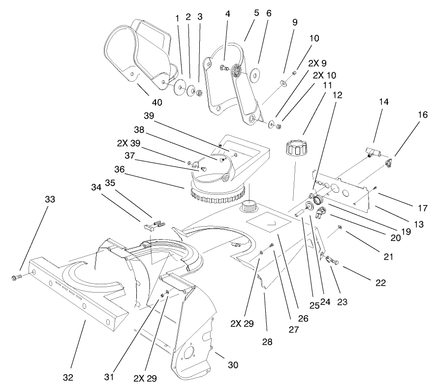 Housing, Upper Shroud, and Chute Assembly