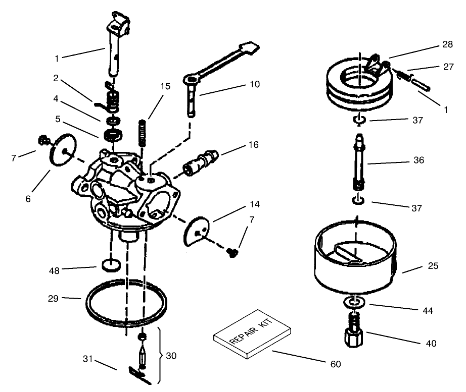 Carburetor Assembly No. 640086 Tecumseh Model No. HSK635 Type 1723A