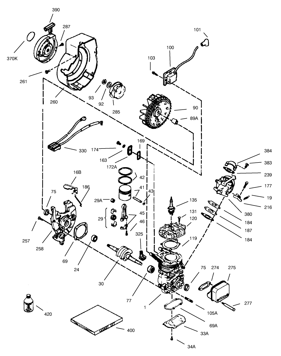 Engine Assembly Tecumseh Model No. HSK635-1723A