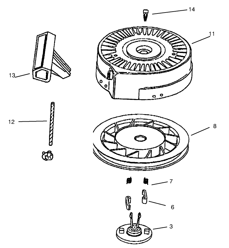Recoil Starter Assembly No. 590743 Tecumseh Model No. HSK635 Type 1723A