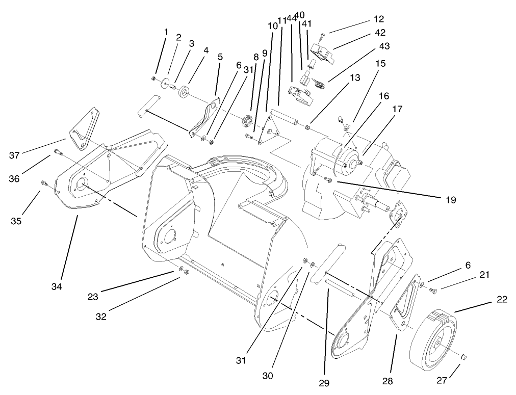 Engine, Side Plate, & Wheel Assembly