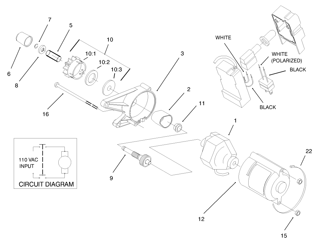 Motor & Switch Housing Assembly (Model No. 38182)(120 Volt)