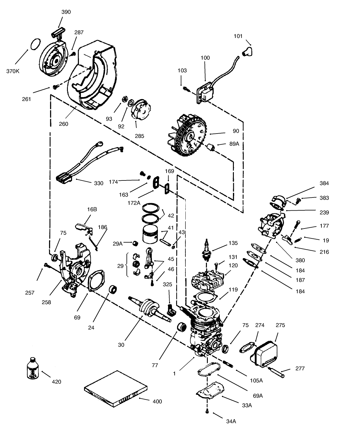 Engine Assembly Tecumseh Model No. HSK635-1723A