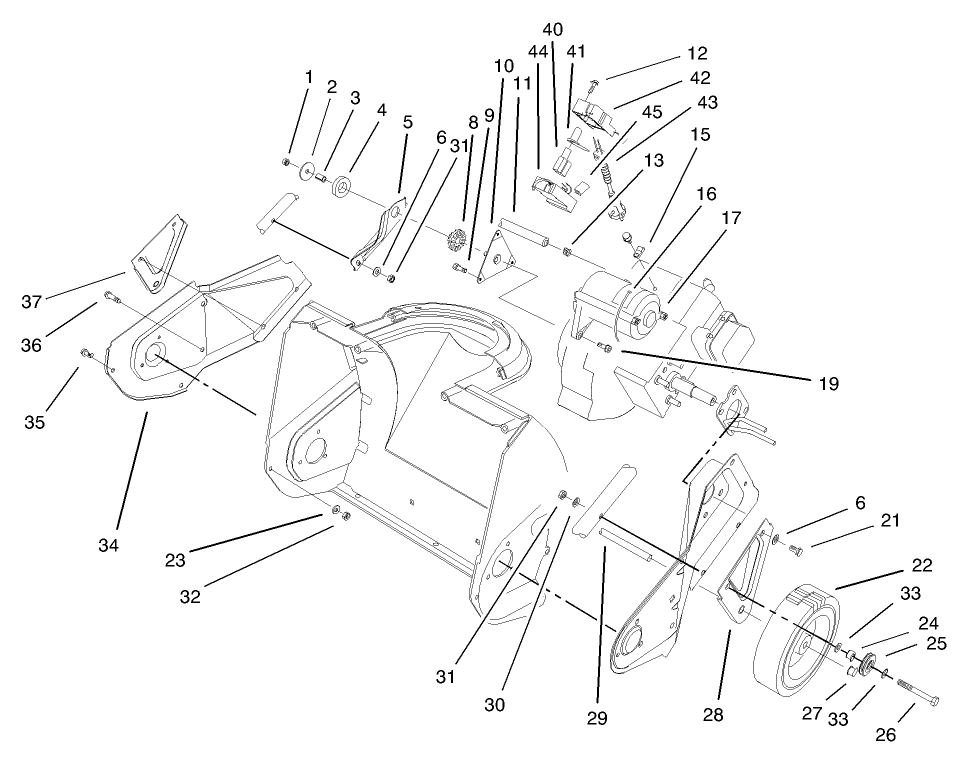 Engine, Side Plate & Wheel Assembly