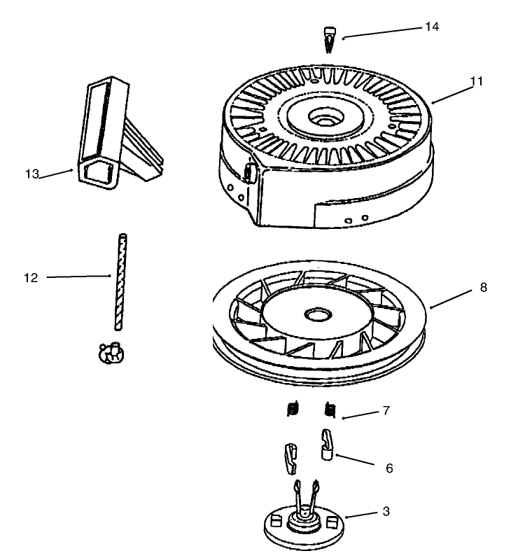 Recoil Starter Assembly No. 590743 Tecumseh Model No. HSK635 Type 1723A