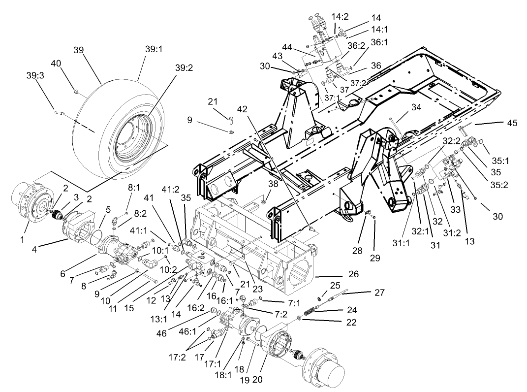 Planetary, Brake and Tire Assembly