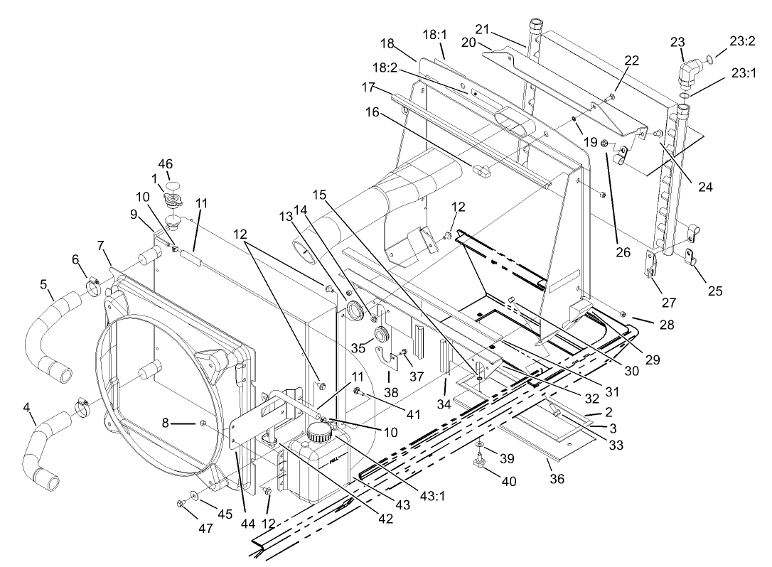 Radiator, Oil Cooler and Support Assembly