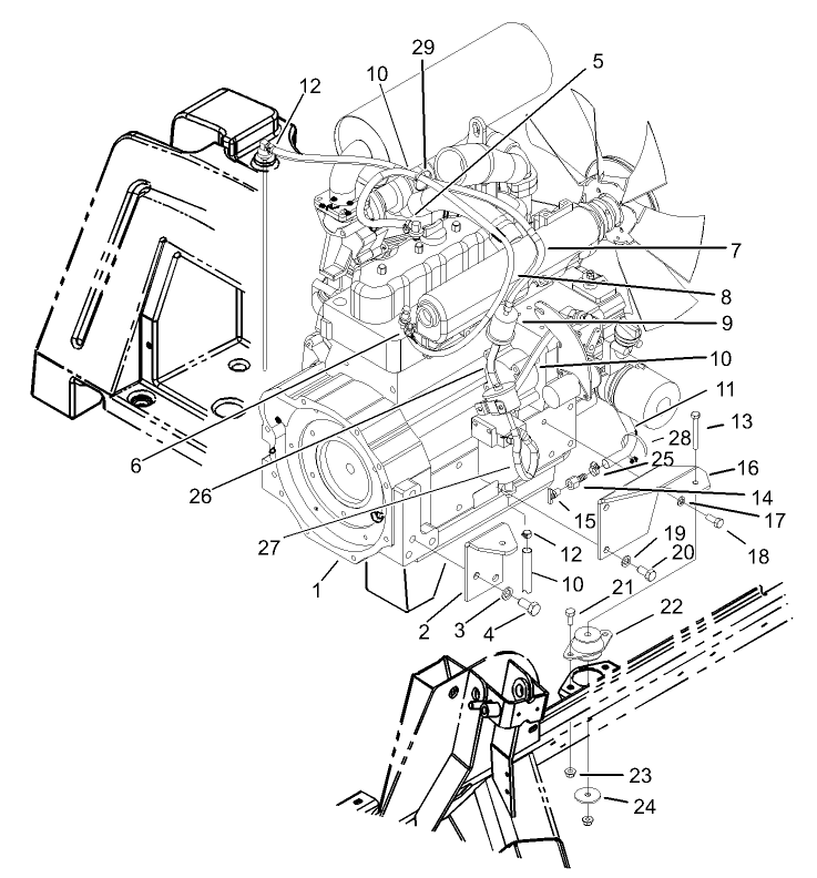 Engine and Mount Assembly
