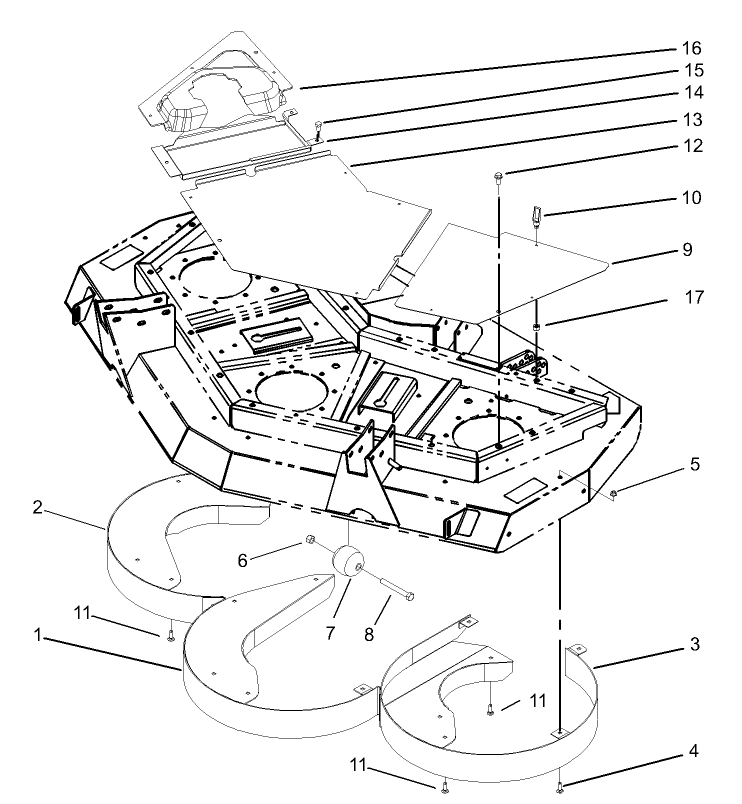 Front Deck Rear Discharge Chamber and Cover Assembly