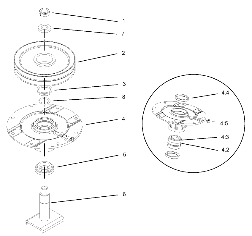 Right and Left Hand Deck Spindle Assembly No. 104-3532
