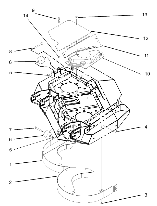 Left Hand Deck Rear Discharge Chamber and Cover Assembly