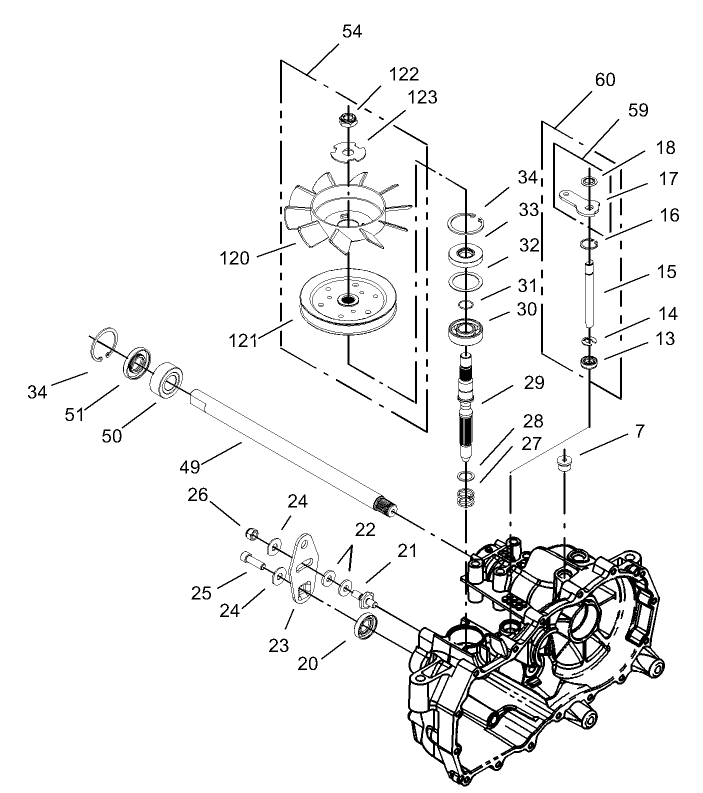 Fan and Pulley Assembly LH Hydrostat No. 105-3492