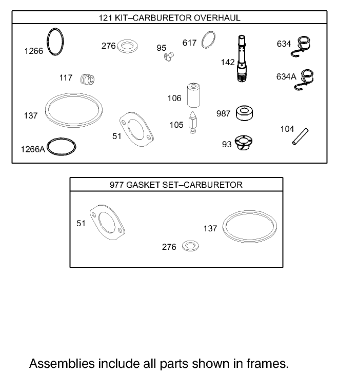 Carburetor Overhaul Kit Assembly Briggs and Stratton 31F777-0162-E1