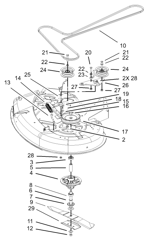 38in Deck Spindle and Belt Drive Assembly