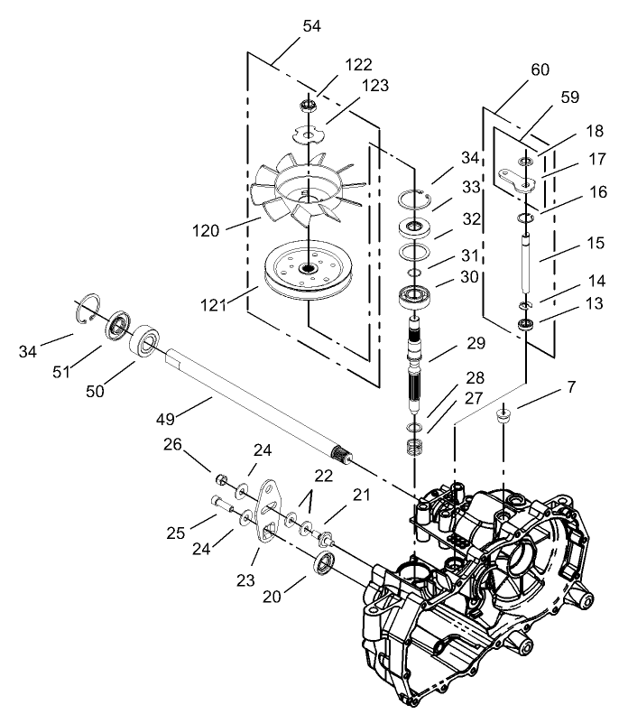 Fan and Pulley Assembly LH Hydrostat No. 105-3492