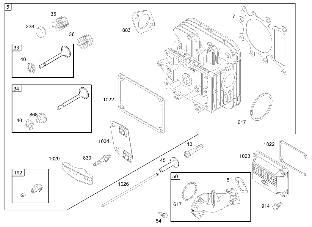 Cylinder Head Assembly Briggs and Stratton 280H07-0166-E1