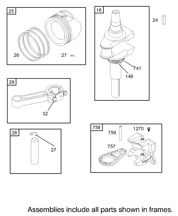 Crankshaft Assembly Briggs and Stratton 280H07-0166-E1