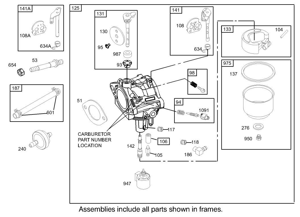 Carburetor Assembly Briggs and Stratton 280H07-0166-E1