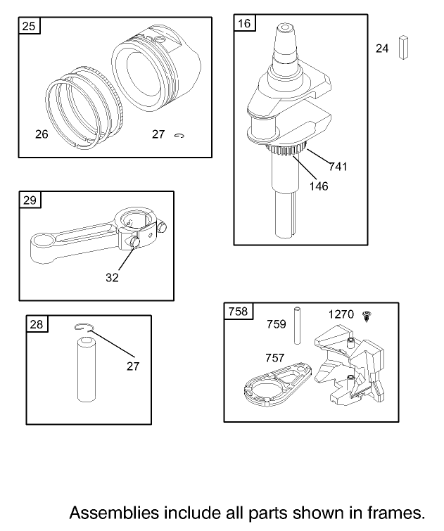 Crankshaft Assembly  Briggs and Stratton 286H77-0165-E1