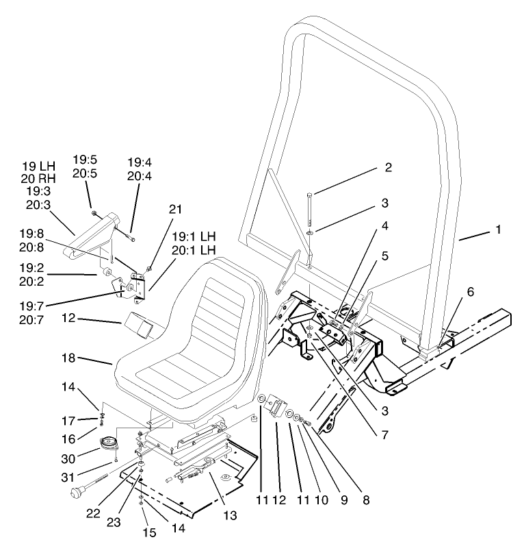 Seat and Roll-Over-Protection-System Assembly