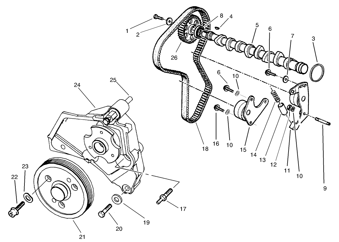 Camshaft and Fan Support Assembly