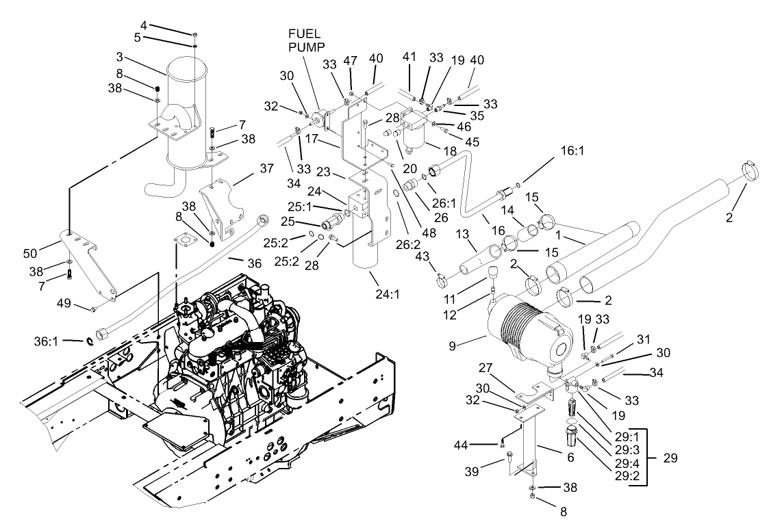 Muffler / Oil / Water / Fuel Filter and Air Cleaner Assembly