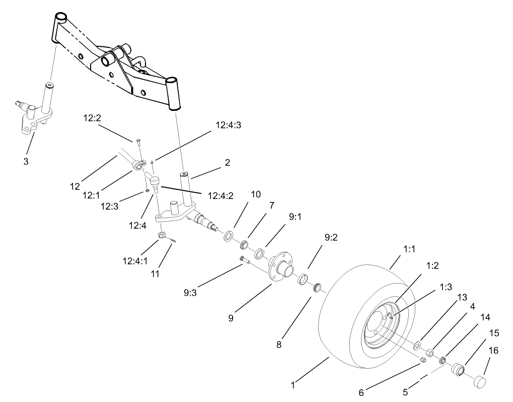 2 Wheel Drive Axle and Wheel Assembly (only on: 03806)
