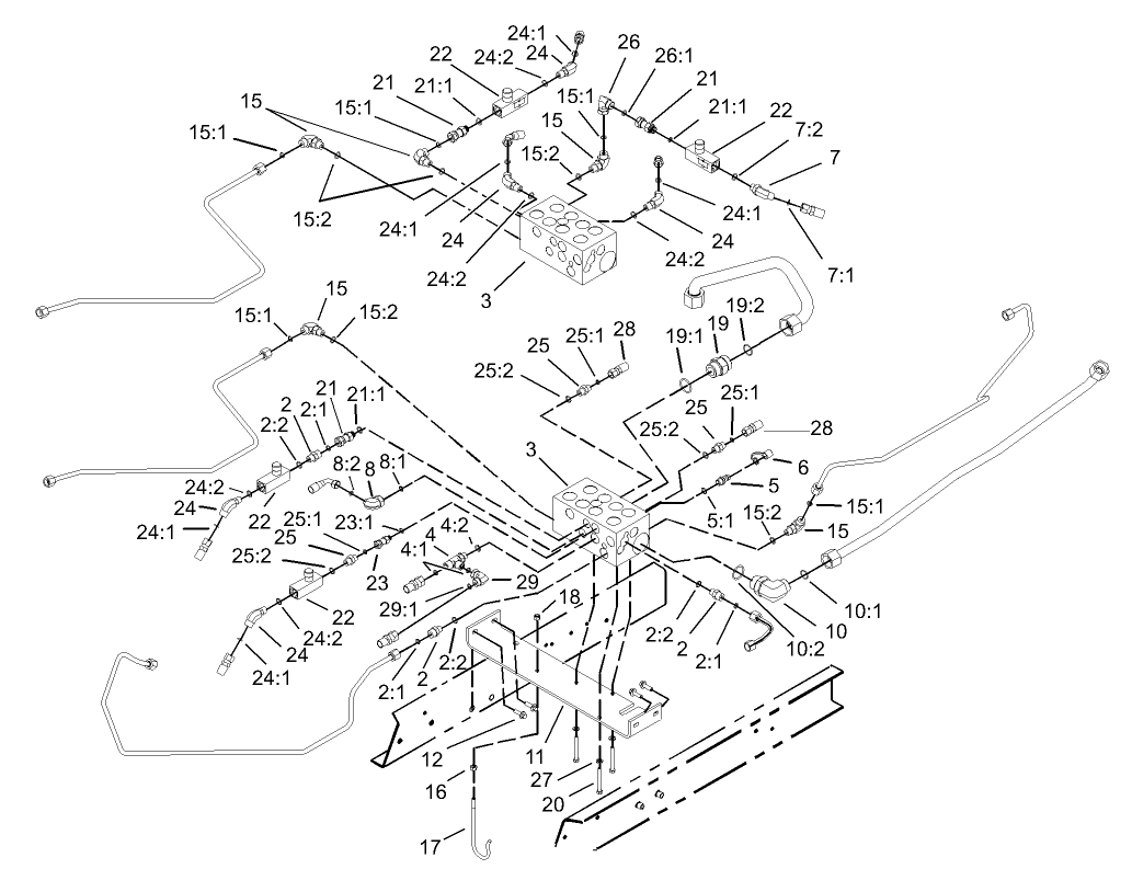 Front Hydraulic Control Block and Hose Assembly