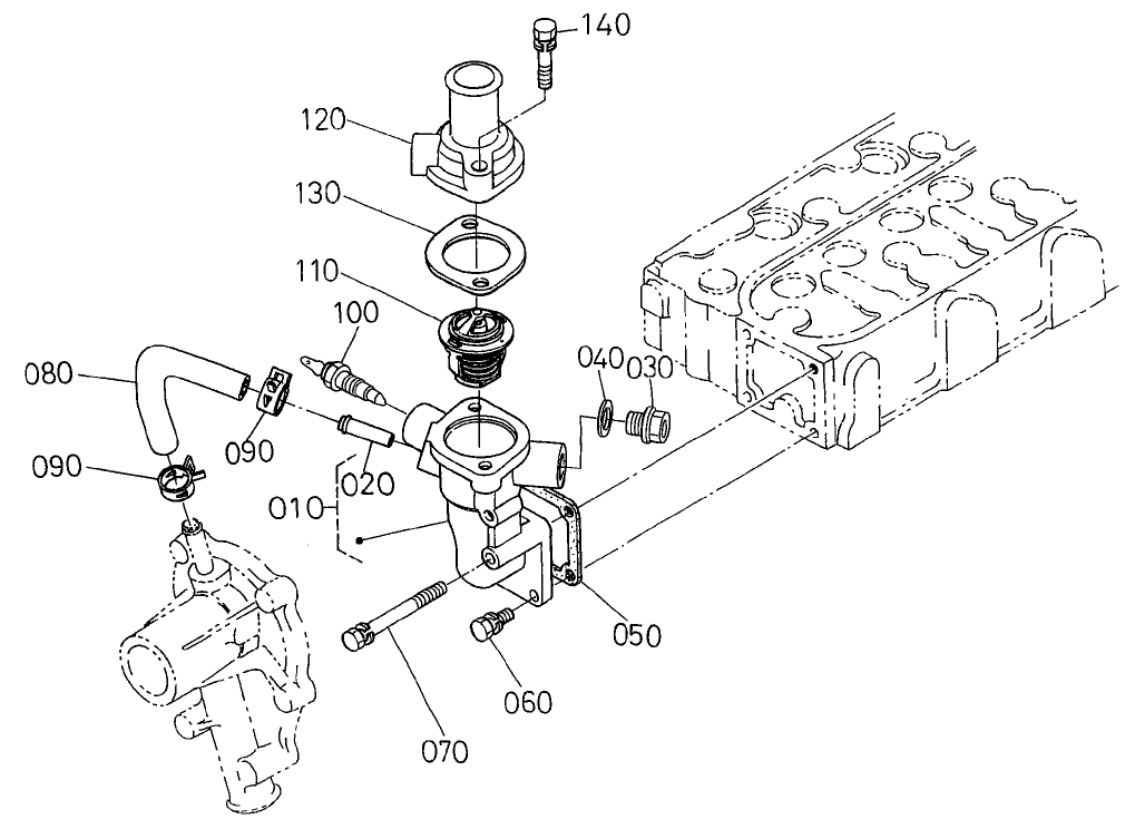 Water Flange and Thermostat Assembly