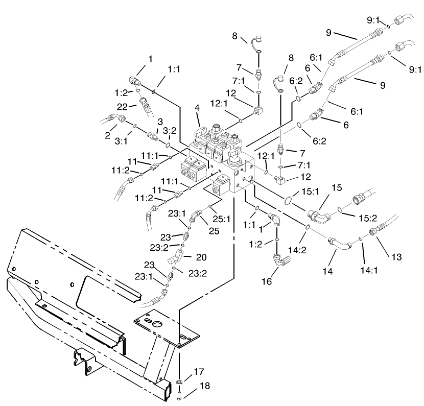 Hydraulic Control Block and Hoses Assembly