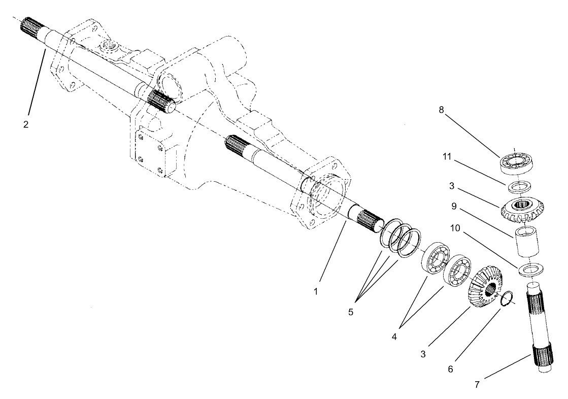 Rear Axle Assembly No. 98-3925 (Continued) Bevel Gear Shaft Assembly