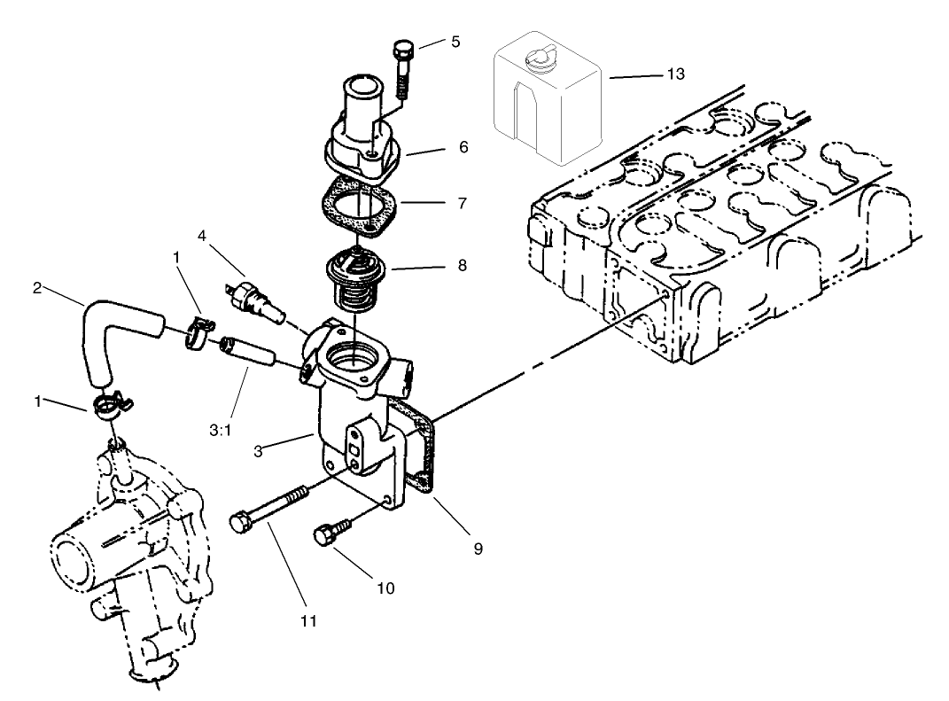 Water Flange and Thermostat Assembly