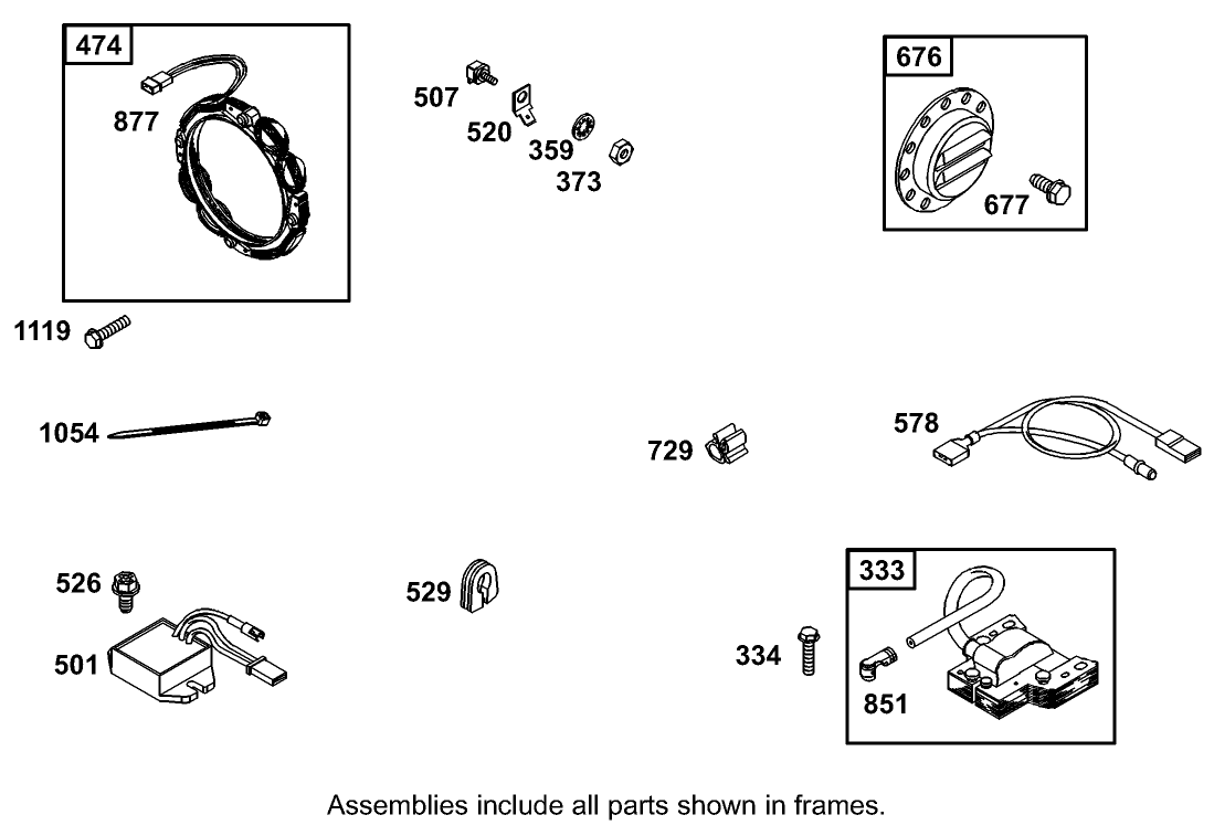 Alternator Assembly Briggs and Stratton Model 350447-1331-E1
