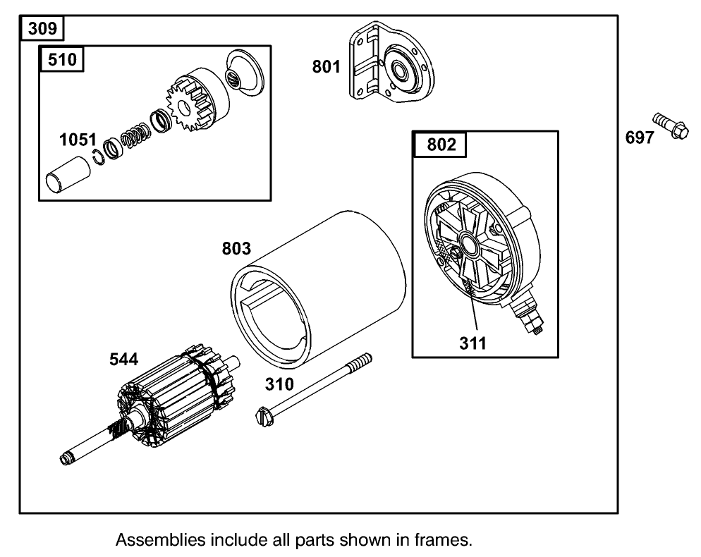 Starter Assembly Briggs and Stratton Model 350447-1331-E1