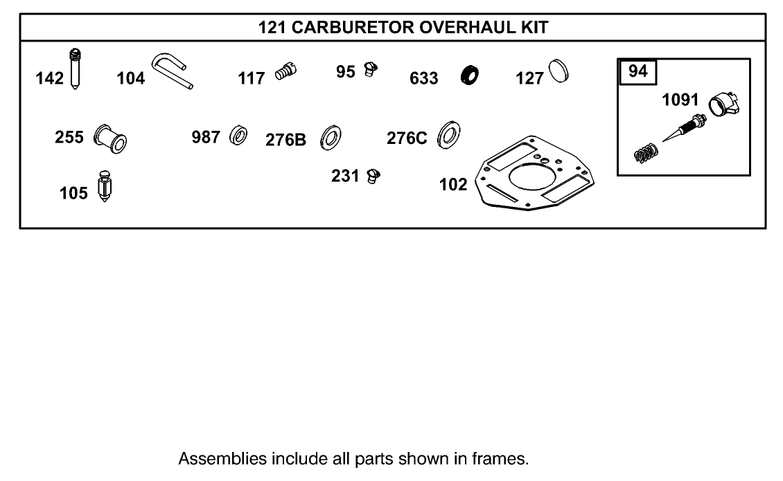 Carburetor Overhaul Kit Assembly Briggs and Stratton Model 350447-1331-E1