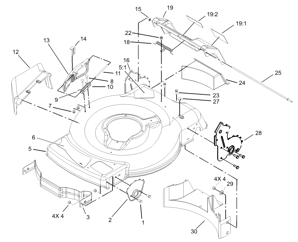 Deck, Side Chute, and Rear Door Assembly