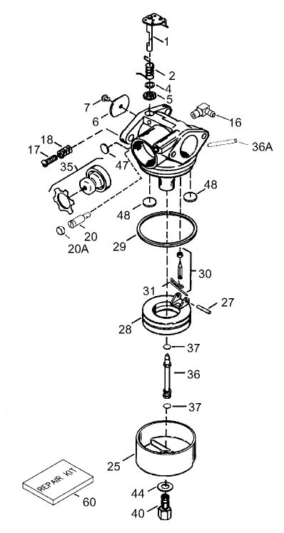 Carburetor No. 640303 Tecumseh-LEV120-361541B