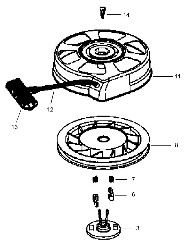 Recoil Starter No. 590739 Tecumseh-LEV120-361541B
